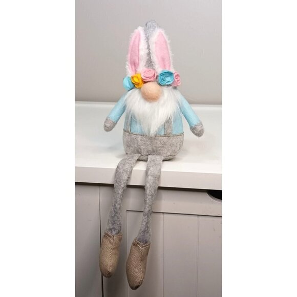 Easter Bunny Gnome Shelf Sitter Easter Spring Decoration Plush Mud Pie Decor New - Picture 1 of 5